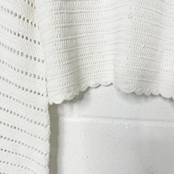 Callahan Crocheted Sweater Size XS White Rainbow Trim  Cropped Bell‎ Sleeve - Picture 6 of 10